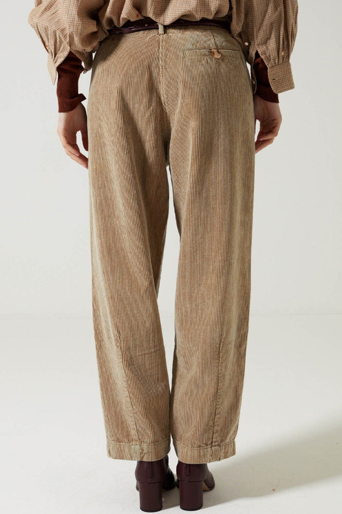 Charlie Joe Siloe Taupe Stone Wash Corduroy Trousers - The Mercantile London