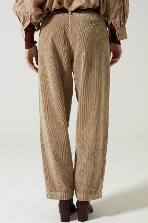 Charlie Joe Siloe Taupe Stone Wash Corduroy Trousers - The Mercantile London
