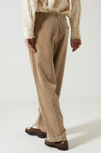 Charlie Joe Siloe Taupe Stone Wash Corduroy Trousers - The Mercantile London