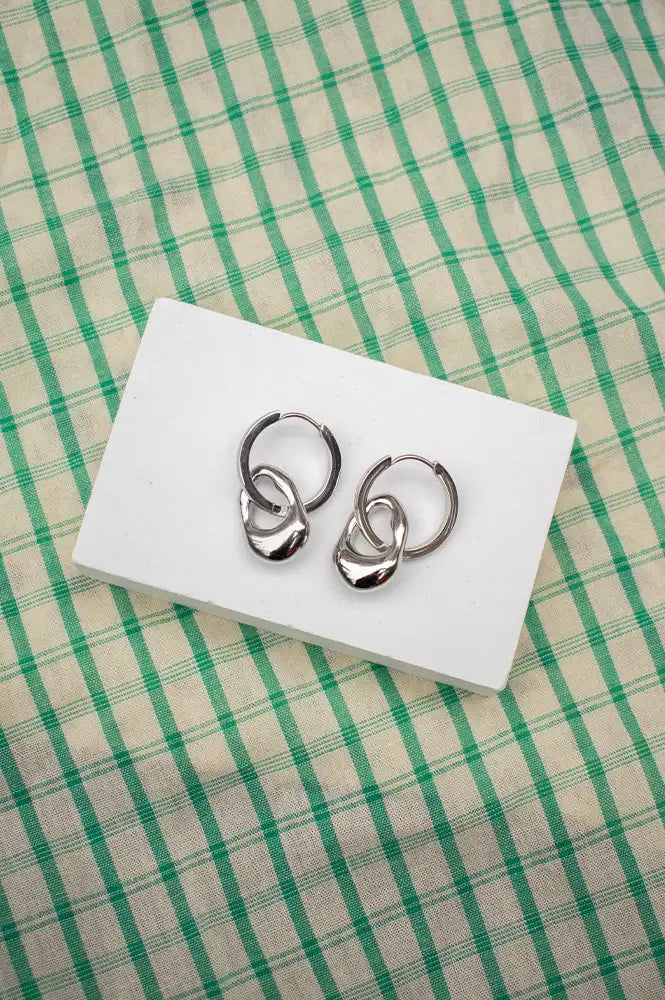 Weathered Penny Neve Silver Hoops - The Mercantile London