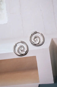 B.M.L Minas Scribble Hoop Silver Earrings