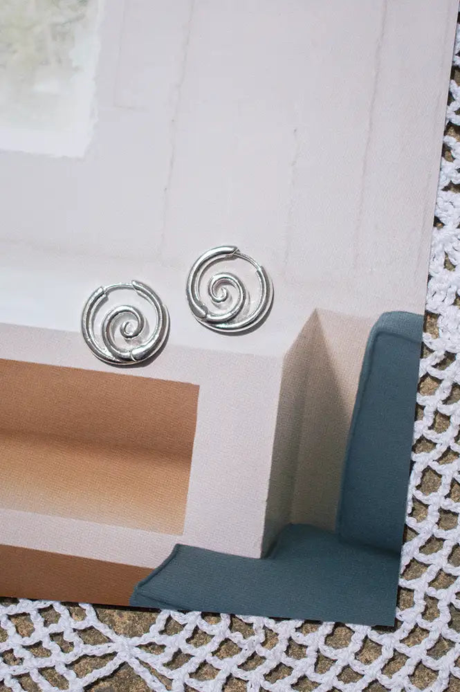 B.M.L Minas Scribble Hoop Silver Earrings