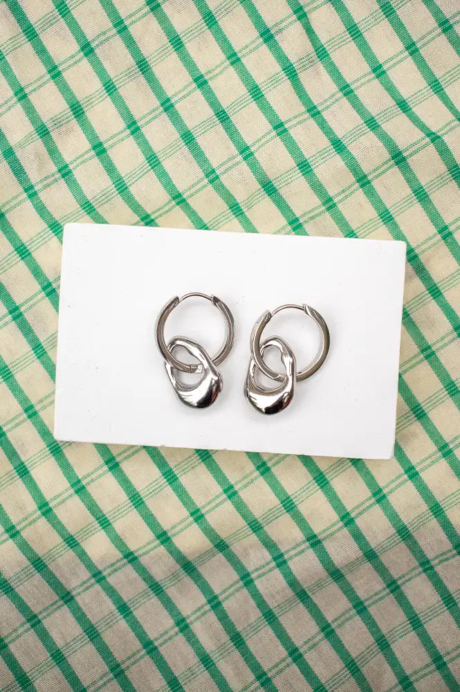 Weathered Penny Neve Silver Hoops - The Mercantile London