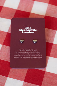 White Heart Stud Silver Earrings - The Mercantile London