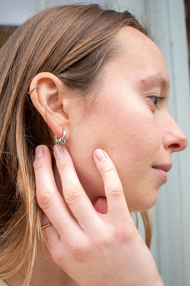 A Weathered Penny Sienna Silver Hoops - The Mercantile London