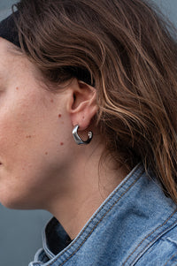 White C Shaped Curve Silver Earrings - The Mercantile London