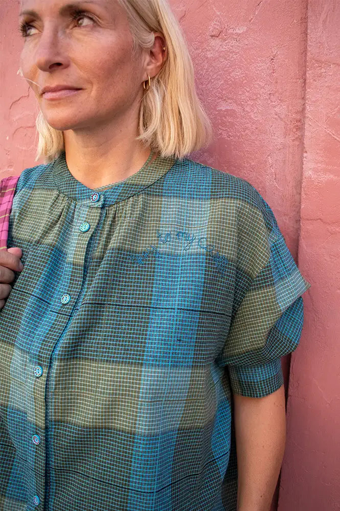 Orfeo Simone Blue Tiles Blouse