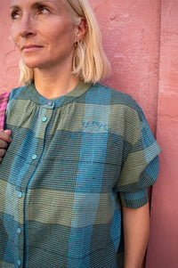 Orfeo Simone Blue Tiles Blouse