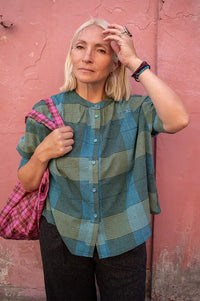 Orfeo Simone Blue Tiles Blouse