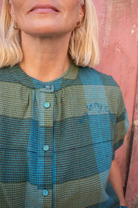Orfeo Simone Blue Tiles Blouse