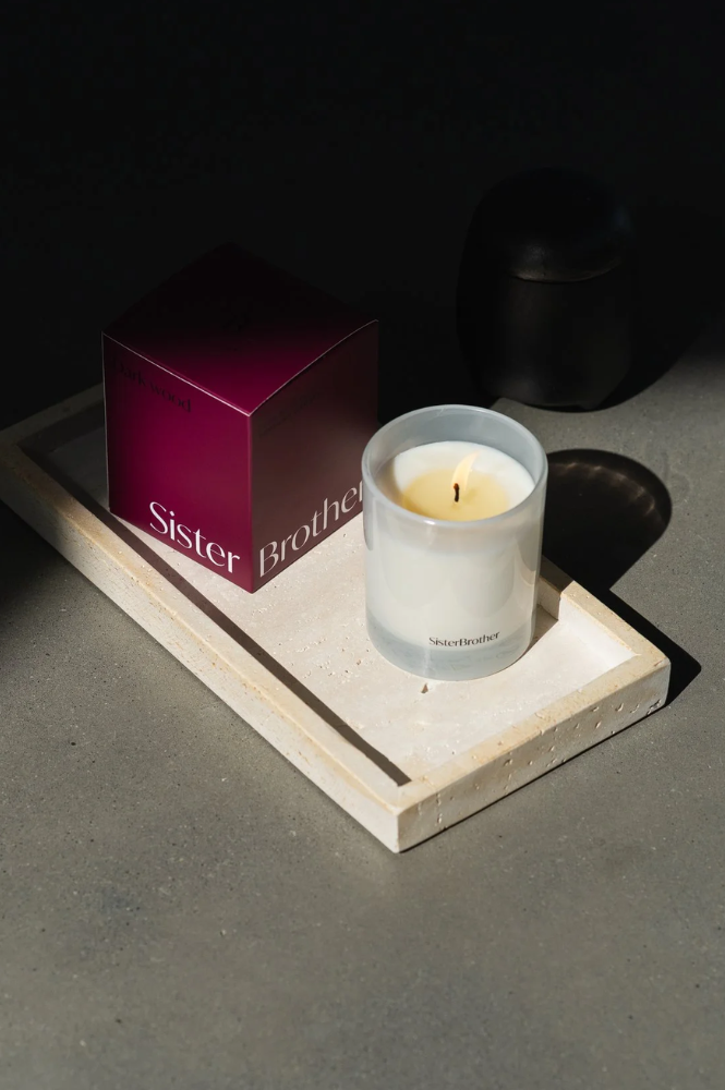 SisterBrother Dark Wood Candle