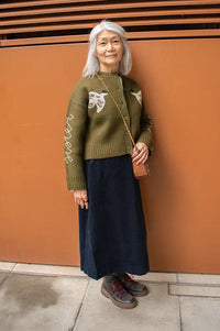 The Tiny Big Sister Geese Khaki Cardigan
