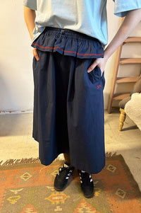 Damson Madder Sigrid Navy Midi Skirt - The Mercantile London
