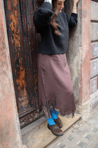 Object Dalme Seal Brown and Black Lace Skirt - The Mercantile London