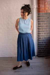 Dr Bloom Sky Blue Linen Top - The Mercantile London