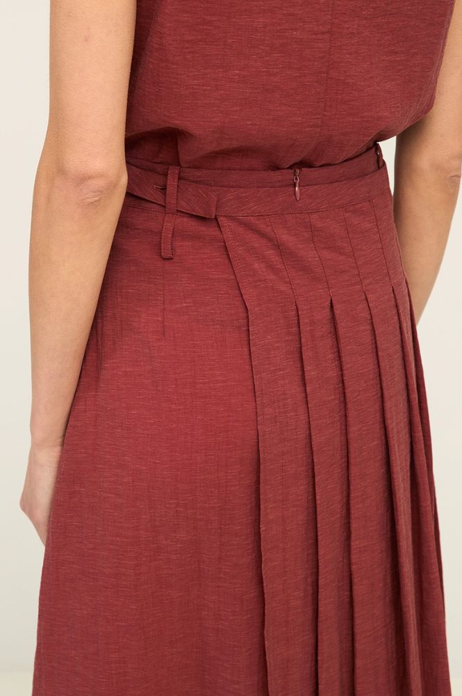 Yerse Terracotta Pleated Skirt - The Mercantile London