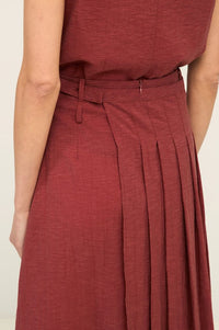 Yerse Terracotta Pleated Skirt - The Mercantile London