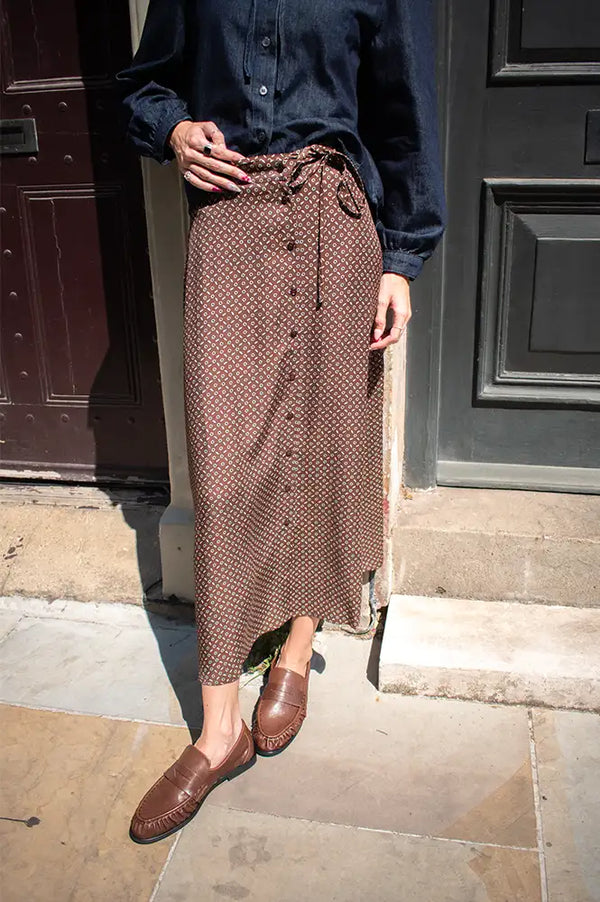 Des Petits Hauts Valette Floral Midi Skirt
