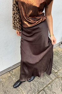 Fransa Shina Chocolate Torte Midi Skirt - The Mercantile London
