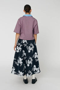 Stella Nova Sequined Mesh White & Blue Midi Skirt - The Mercantile London