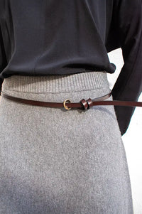 Fransa Janie Brown Leather Skinny Belt