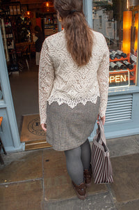 Numph Avey Caviar Herringbone Mini Skirt - The Mercantile London