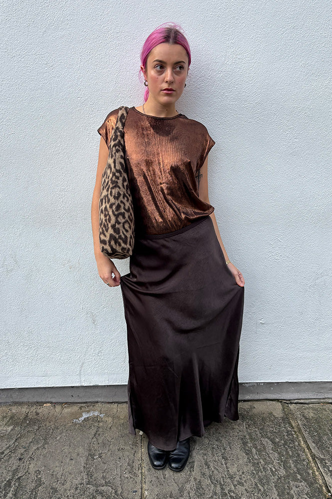 Fransa Shina Chocolate Torte Midi Skirt - The Mercantile London