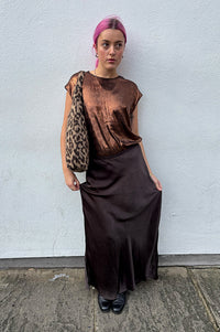 Fransa Shina Chocolate Torte Midi Skirt - The Mercantile London