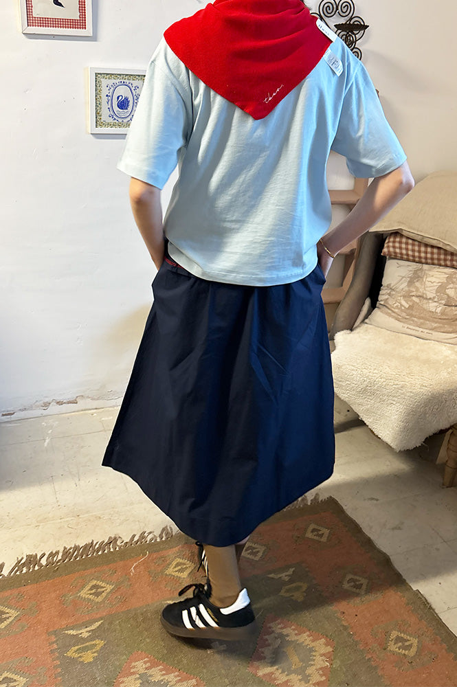 Damson Madder Sigrid Navy Midi Skirt - The Mercantile London