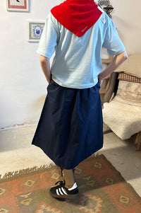 Damson Madder Sigrid Navy Midi Skirt - The Mercantile London