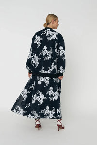 Stella Nova Sequined Mesh White & Blue Midi Skirt - The Mercantile London