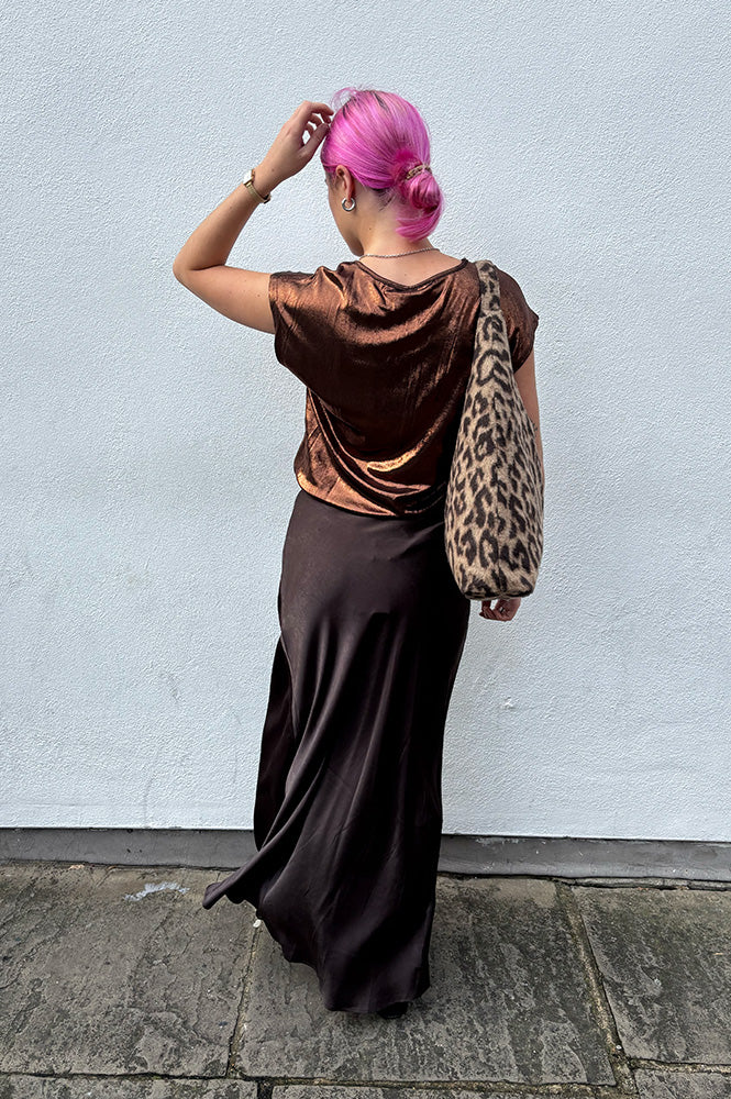 Fransa Shina Chocolate Torte Midi Skirt - The Mercantile London