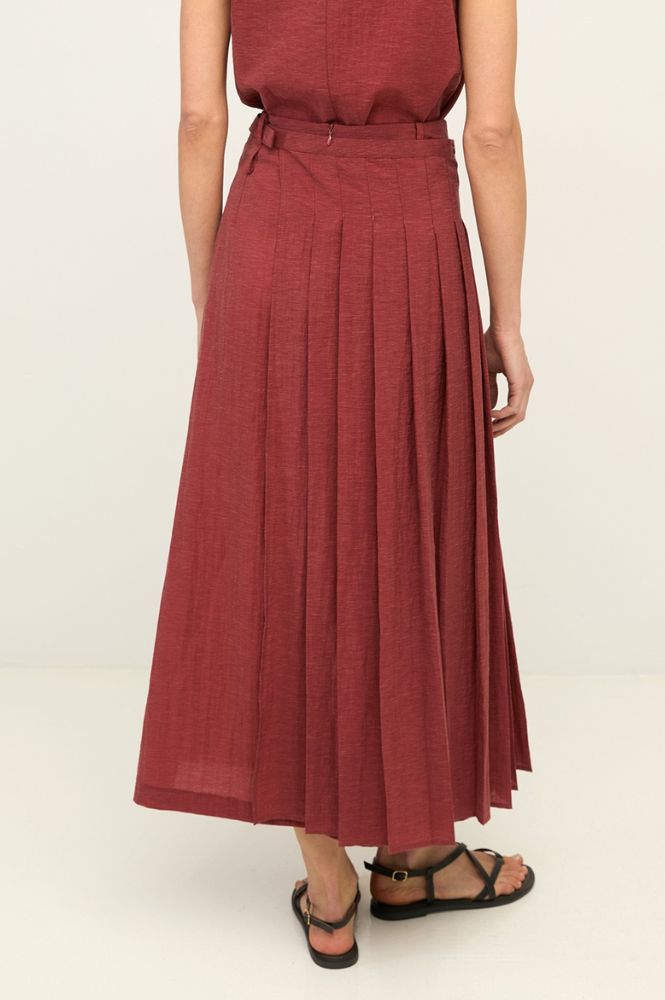 Yerse Terracotta Pleated Skirt - The Mercantile London