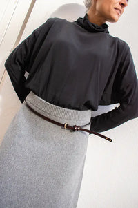 Fransa Janie Brown Leather Skinny Belt