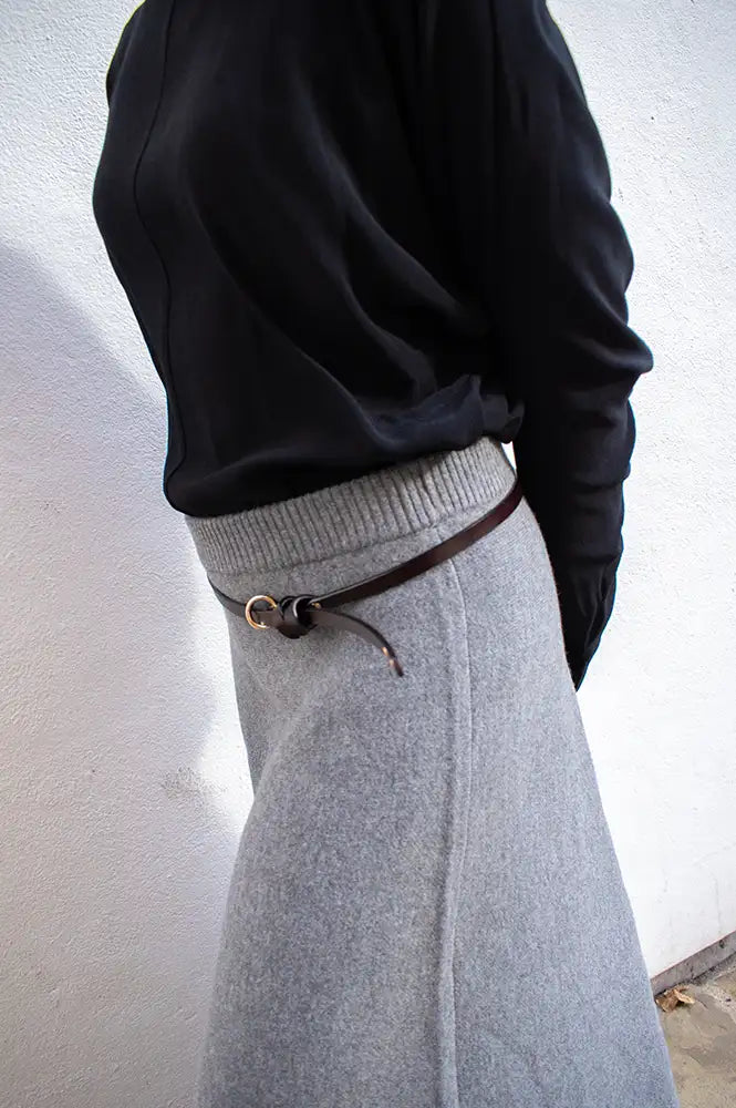Fransa Janie Brown Leather Skinny Belt