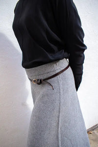 Fransa Janie Brown Leather Skinny Belt