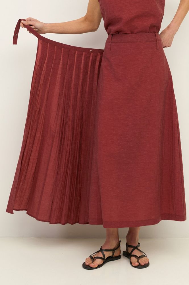 Yerse Terracotta Pleated Skirt - The Mercantile London
