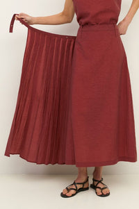 Yerse Terracotta Pleated Skirt - The Mercantile London