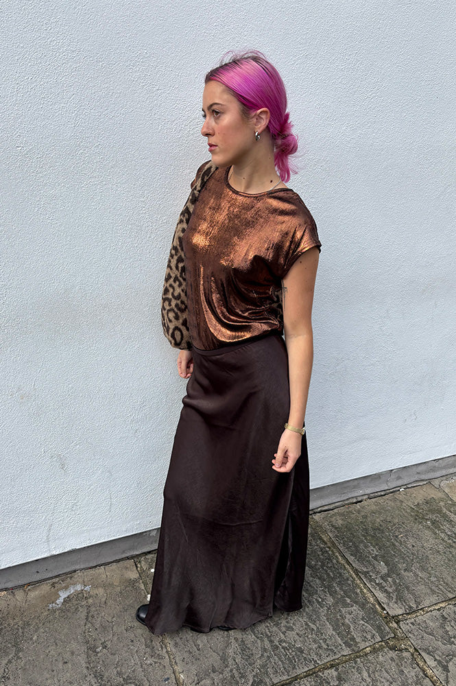 Fransa Shina Chocolate Torte Midi Skirt - The Mercantile London
