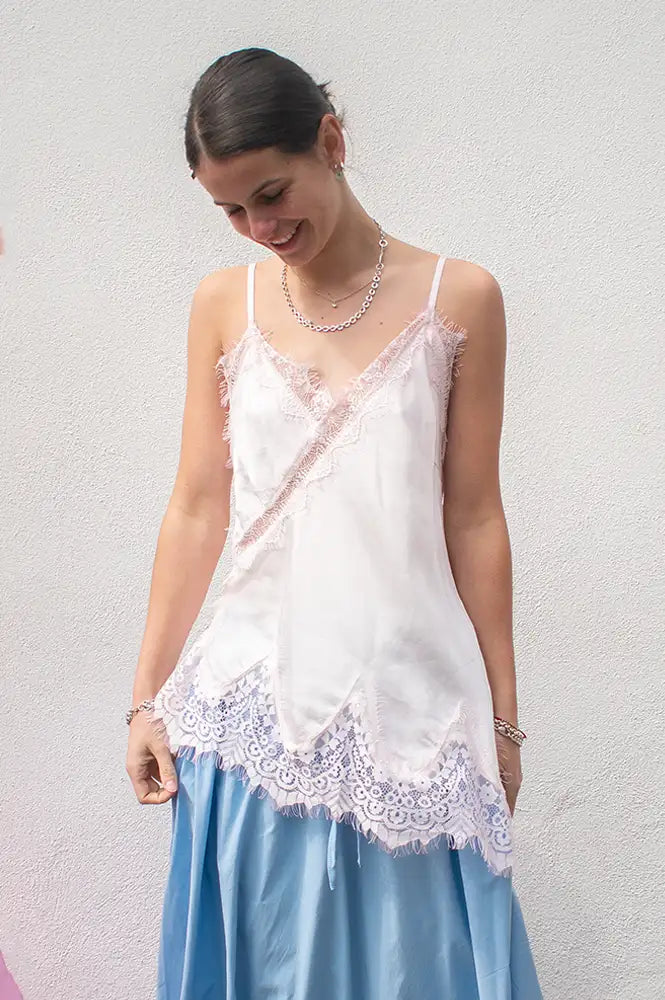 Marta Dream Cipria Pink Lace Top - The Mercantile London