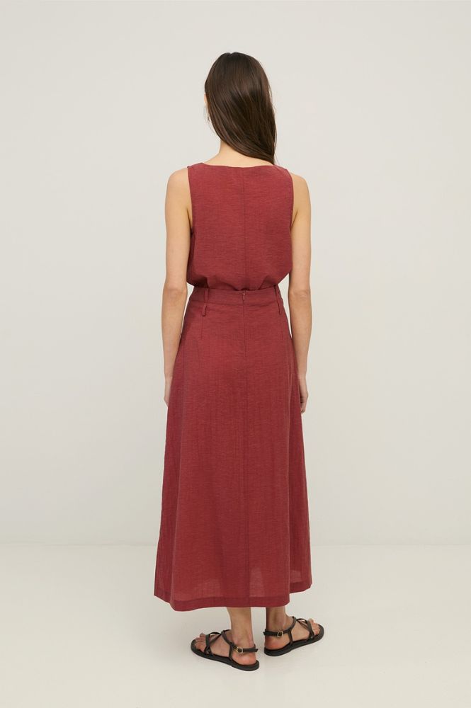 Yerse Terracotta Pleated Skirt - The Mercantile London