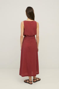 Yerse Terracotta Pleated Skirt - The Mercantile London