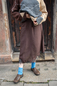 Object Dalme Seal Brown and Black Lace Skirt - The Mercantile London