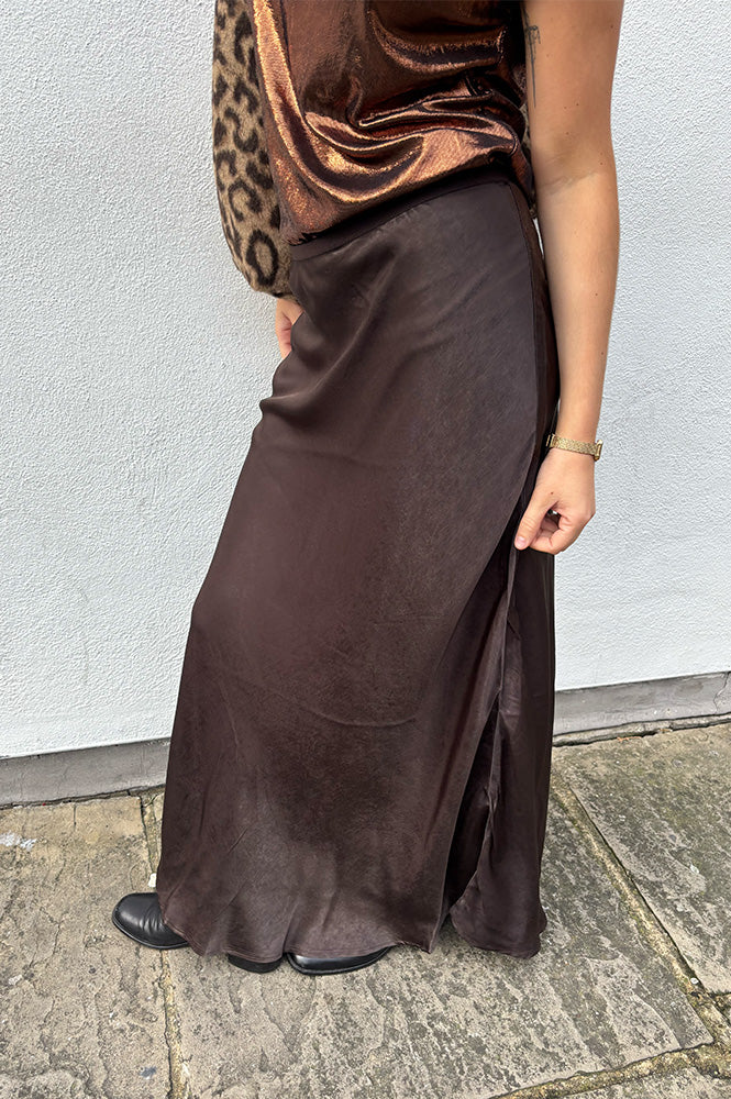 Fransa Shina Chocolate Torte Midi Skirt - The Mercantile London