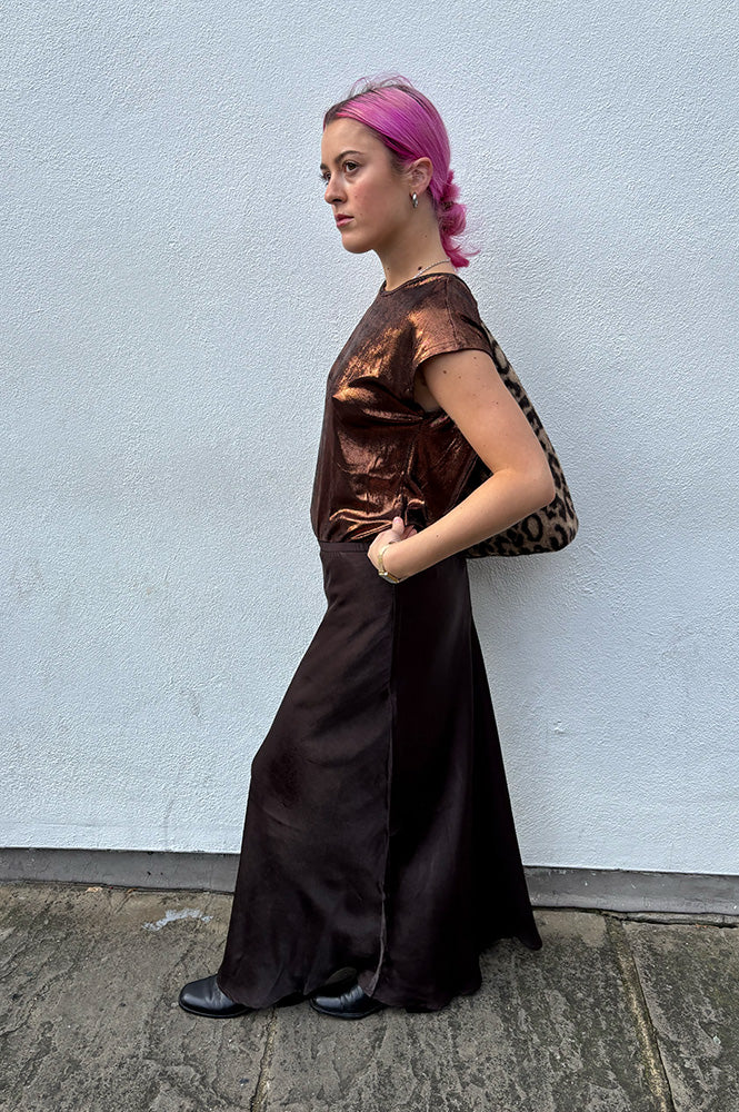Fransa Shina Chocolate Torte Midi Skirt - The Mercantile London