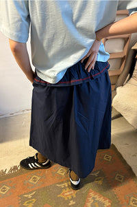 Damson Madder Sigrid Navy Midi Skirt - The Mercantile London