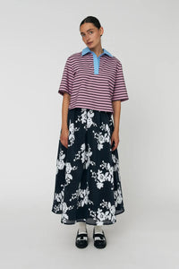 Stella Nova Sequined Mesh White & Blue Midi Skirt - The Mercantile London