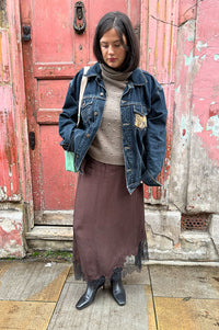 Object Dalme Seal Brown and Black Lace Skirt