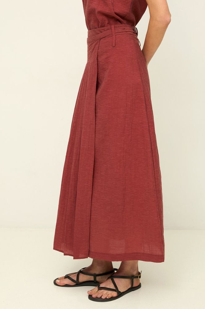 Yerse Terracotta Pleated Skirt - The Mercantile London