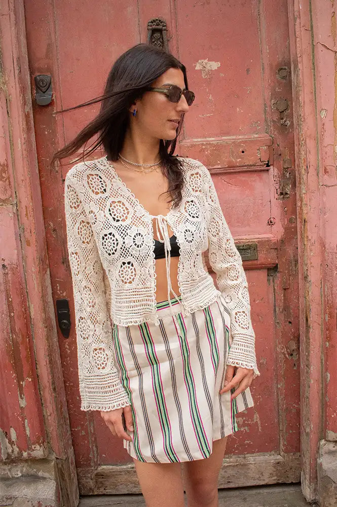 ICHI Leanna Multi Stripe Skort - The Mercantile London